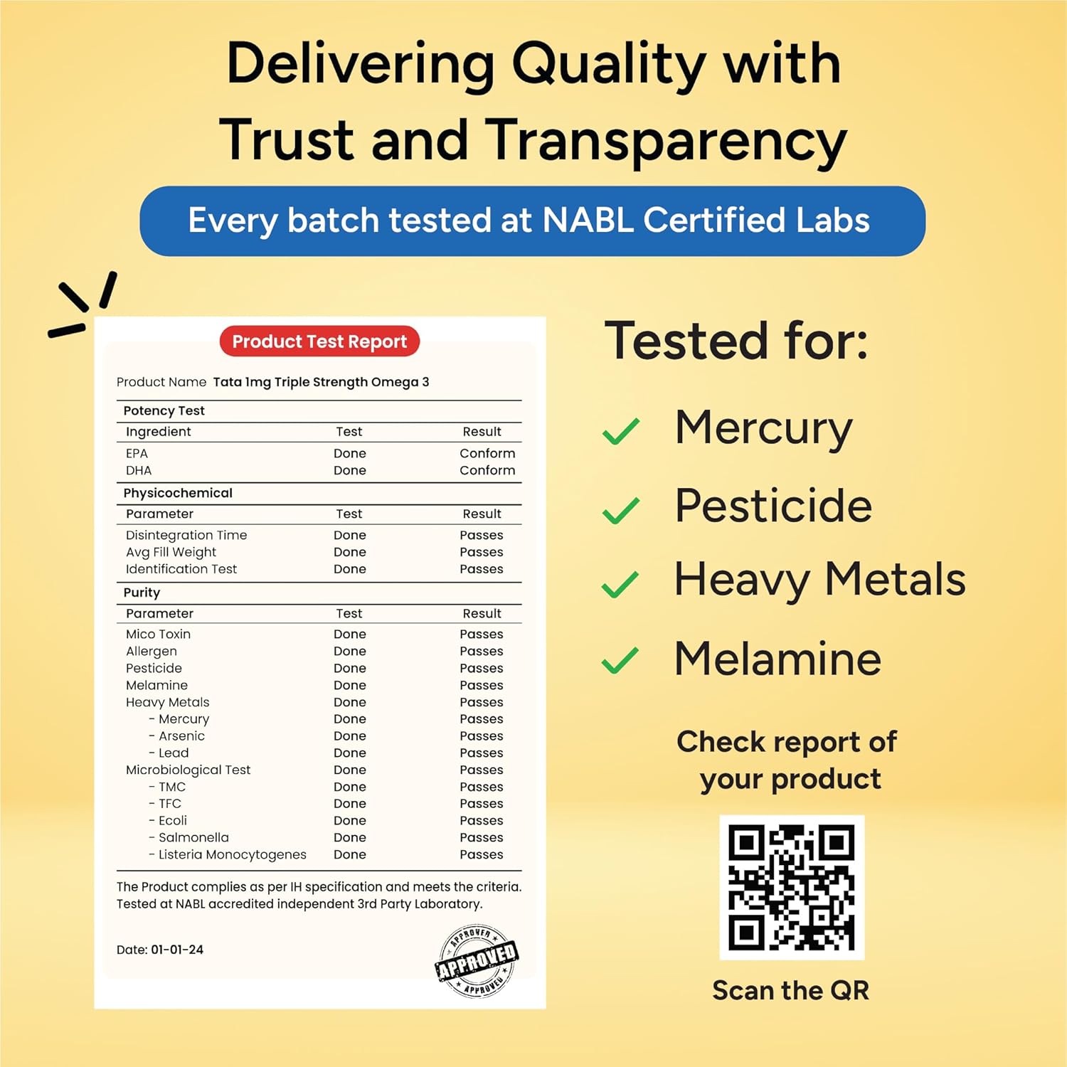 Tata 1mg Salmon Omega 3 Fish Oil Supplements 1000mg Capsules | Triglyceride form | 180mg EPA & 120mg DHA | High Absorption for Heart,Brain & Joints | Helps Manage Cholesterol