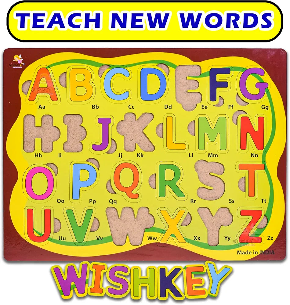 Wishkey Wooden Educational Colorful Fruits,Animal,Number,Geomatric Shape,Vehicle,Alphabet Set of 6 Board Puzzle