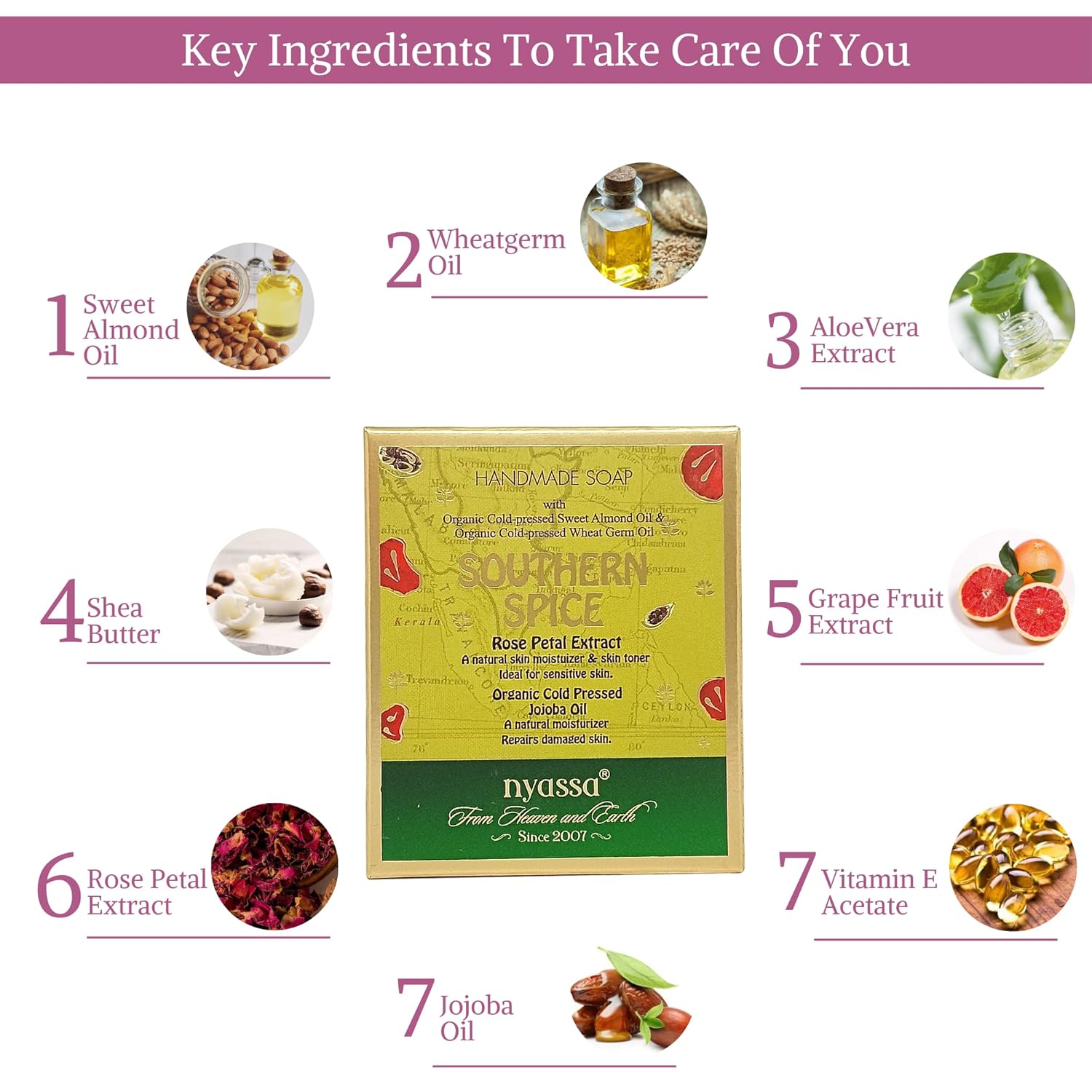 Nyassa Southern Spice Natural Bathing Handmade Soap All Skin Type - 150 Gms