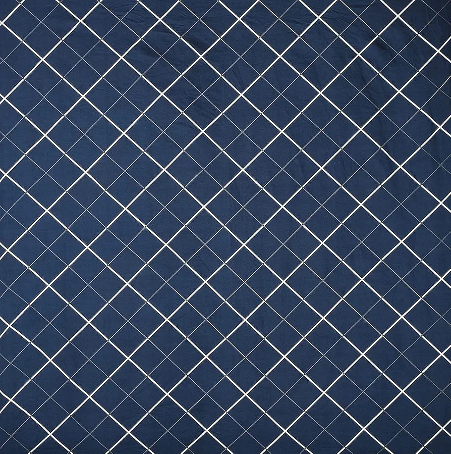 The Home Style Cotton Feel Glace Cotton All Around Elastic Fitted Printed King Size Double Bed Bedsheet With 2 Pillow Cover,300 TC Navy Blue