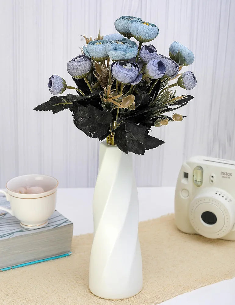 2 Pcs Artificial Rose Flower Sticks Dark Blue
