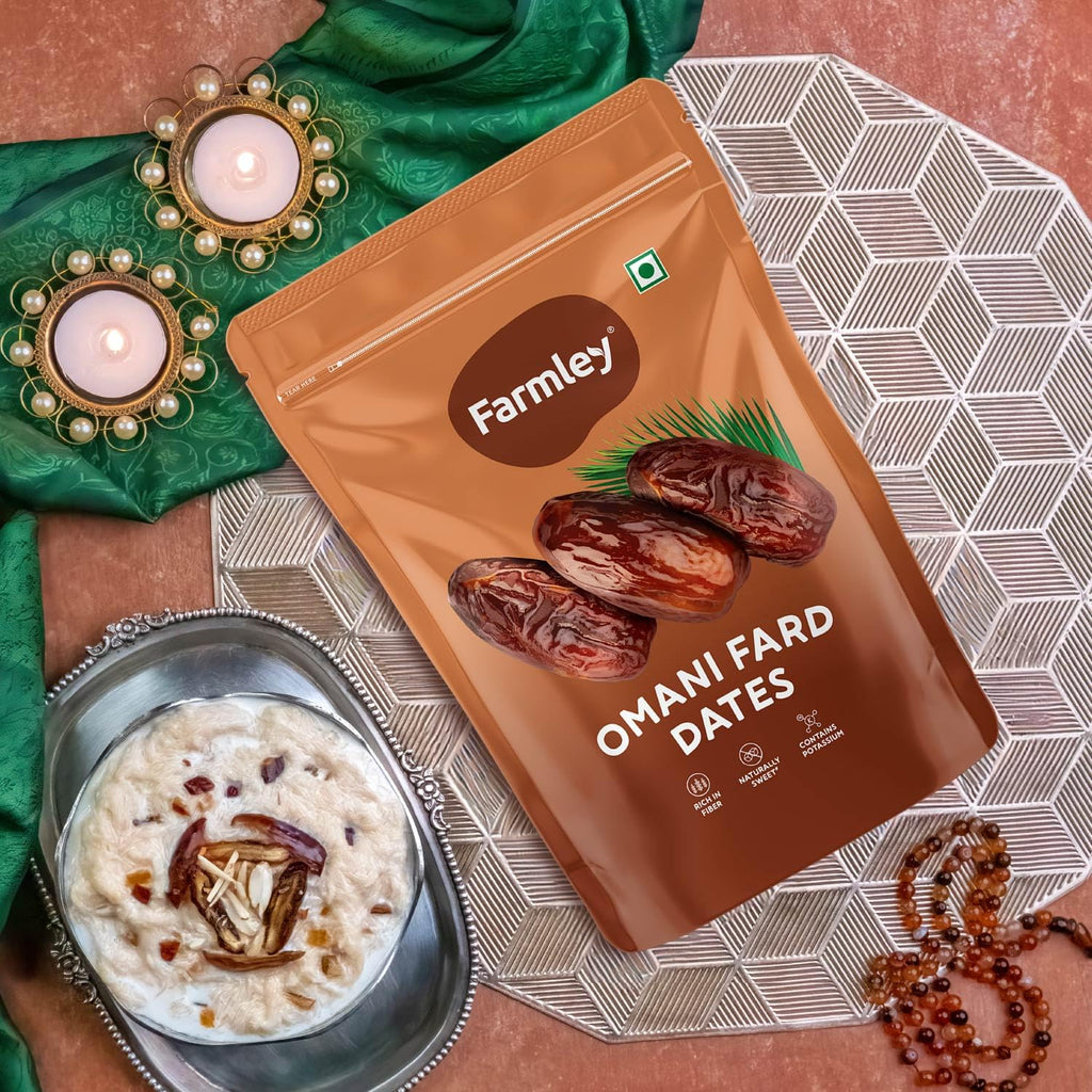 Farmley Omani Fard Dates/Khajur, 500 g | Healthy Snacks, Rich in Fibre, Naturally Sweet, Naturally Low-Fat Food