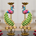 Elegant Metal Peacock Candle Holder Intricate Design Tealight Candle Holders Handpainted Tealight Candle Holder