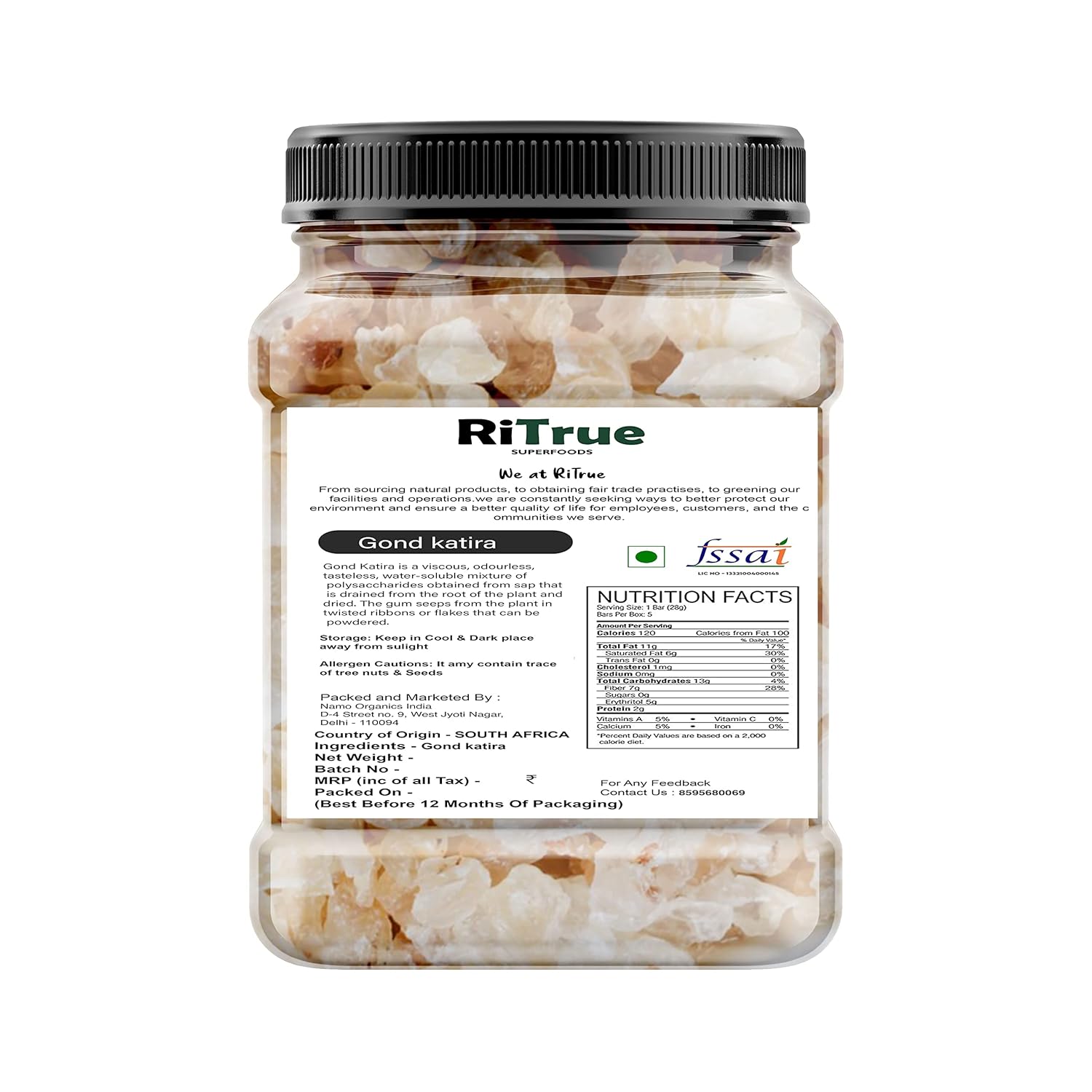 Ritrue Superfoods - Gond Katira Pure (Edible Gum) - 300 Gm - tragacanth Crystals | 100% Natural | badam Pisin Almond Gum