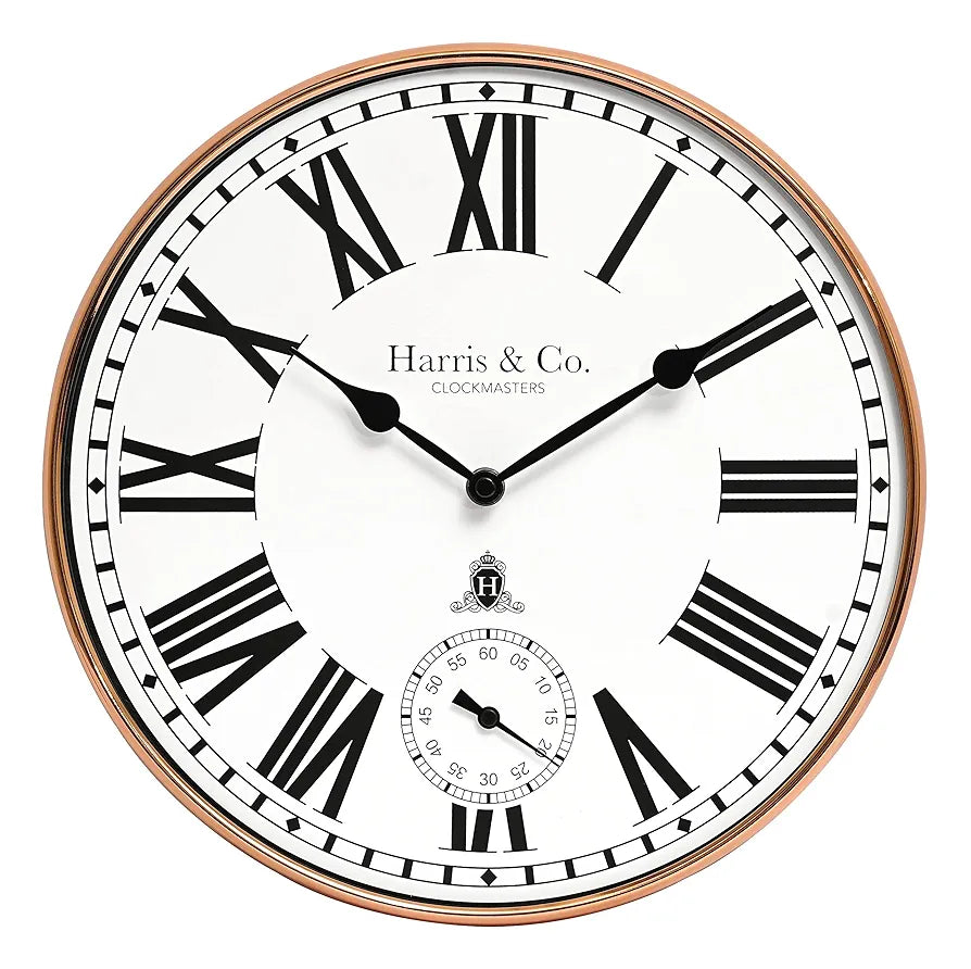Harris & Co. Clockmasters Premium Metal Analog Wall Clock With Sub-second Dial