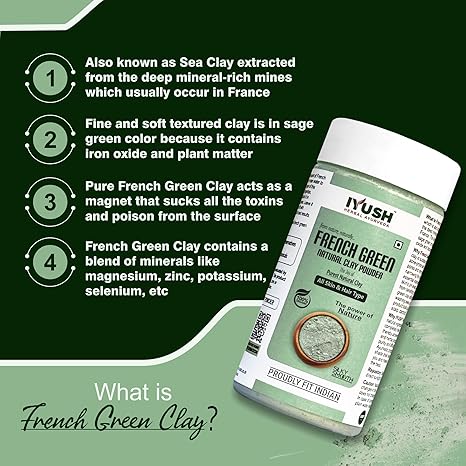 Iyush Herbal Ayurveda French Green Clay Powder - 100 gms