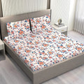 Layers Marigold Cotton Bedsheet Set for All Seasons Lightweight 144 TC King Size Beige Marigold