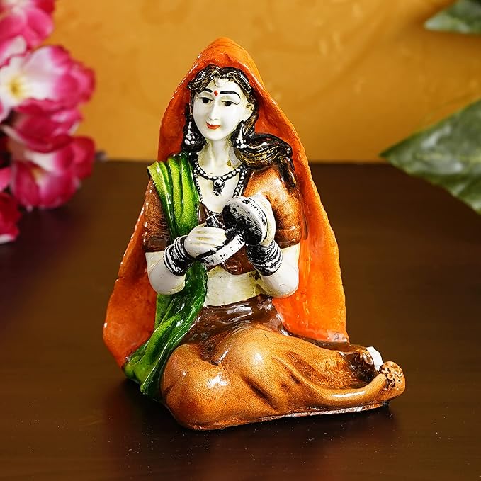 Ecraftindia Colorful Rajasthani Lady Handcrafted Decorative Polyresin Showpiece