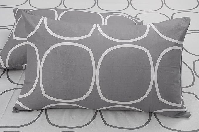 Huesland by Ahmedabad Cotton 144 TC King Size Bedsheet Cotton with 2 Pillow Covers | White & Blue