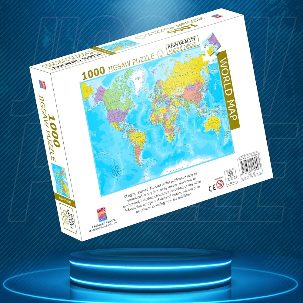 Hello Friend World Map Jigsaw Puzzles 1000-Piece for Kids and Childrens Educational Challeging World Map