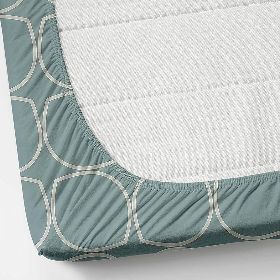 The Home Style 400 TC Supersoft Cotton Feel Glace Cotton Elastic Fitted Printed Queen Size Double Bed Bedsheet wih 2 Pillow Cover Cadet Grey