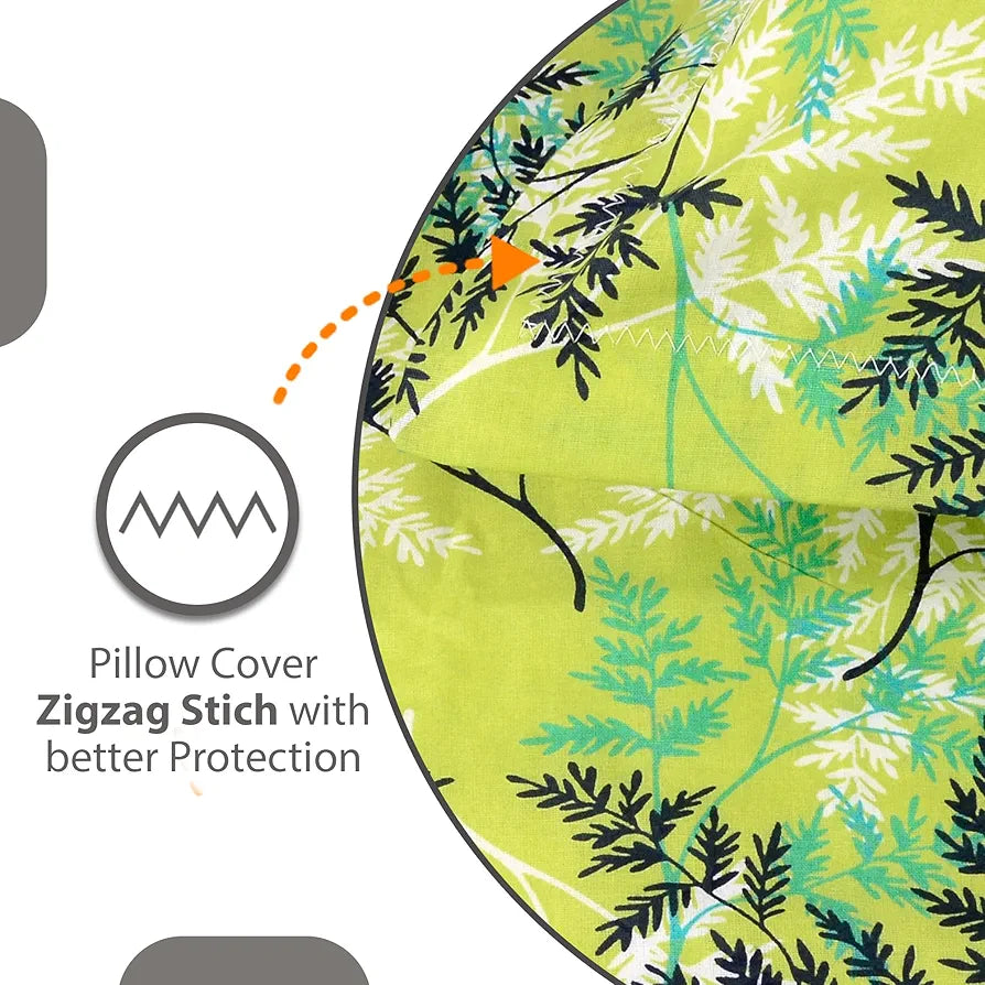 Divine Casa Bedsheet for Single Size Bed 144 TC Cotton Bedsheet for Single Size Bed with 1 Pillow Cover  Floral Colour Lime Breeze