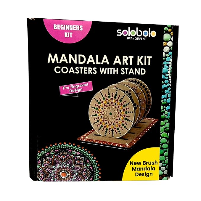 Solobolo Mandala Art Kit for Kids Adults | Indian Art Forms Kits, Art & Craft Kit for Kids Coloring & Painting Kit Using Water Brush