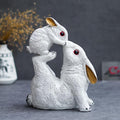 Ecraftindia Gold and White Rabbit Statue With Bunny Animal Figurines Decorative Showpiece for Home Decor