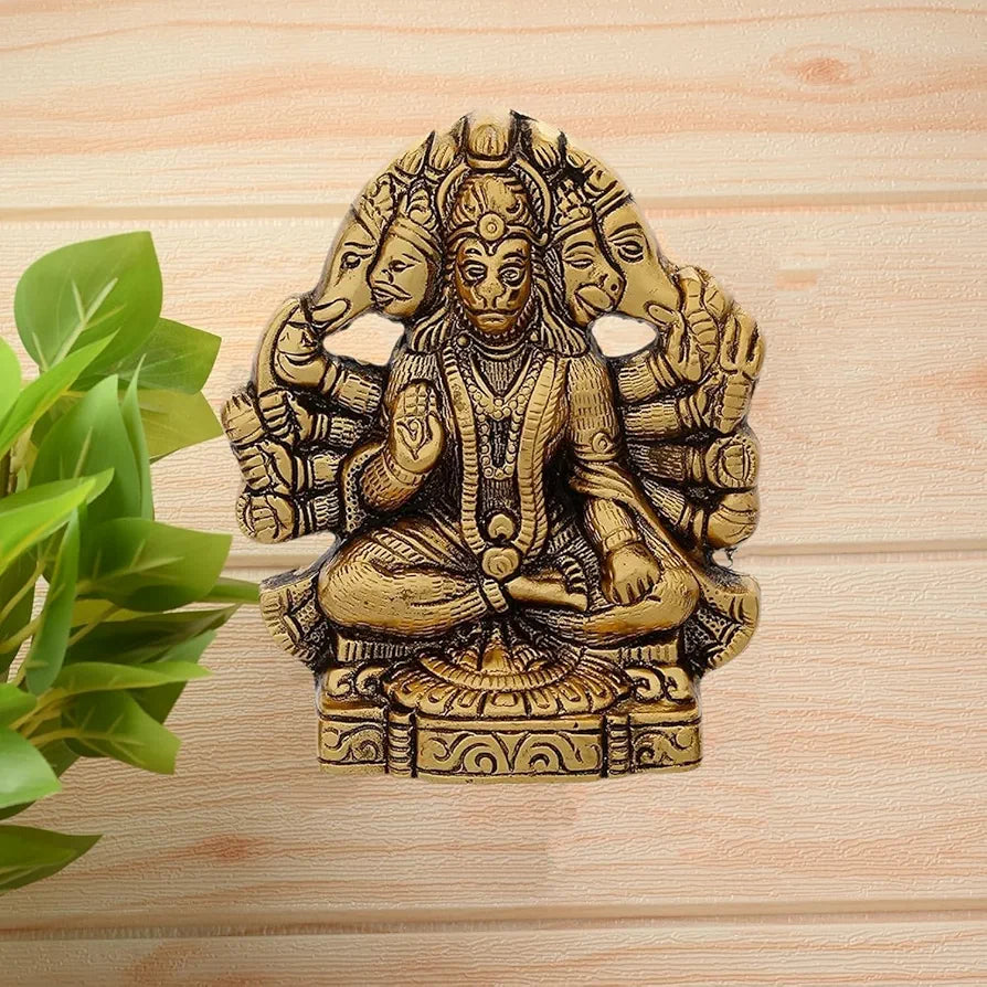 Chhariya Crafts Metal Panchmukhi Hanuman Ji Murti Bajrangbali Idol Protection From Evil Eye16 Cm