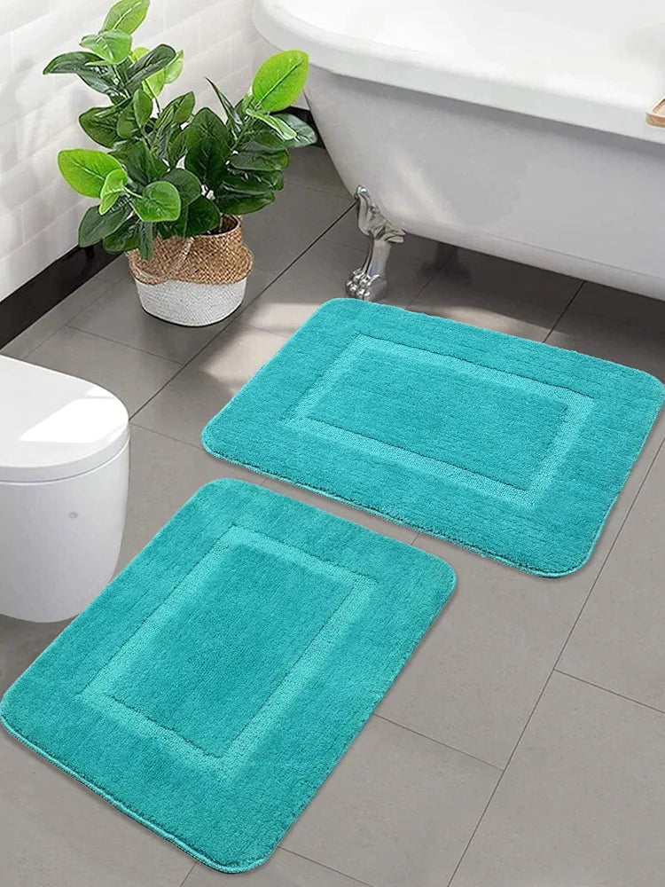 Saral Home Good Morning Mat Soft Anti-Skid Colour Mint (Pack of 2)