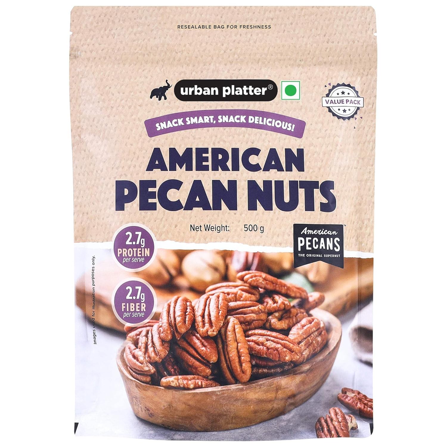 Urban Platter American Pecan Nuts, (Rich in fibre & Healthy Fats | Antioxidant-Rich | Ideal for Snacking & Baking | Halves)