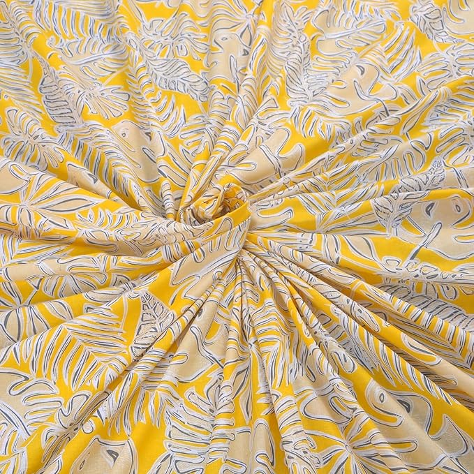 Huesland by Ahmedabad Cotton 144 TC King Size Bedsheet Cotton with 2 Pillow Covers | Yellow & Blue