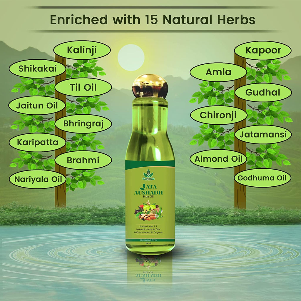 Havintha Natural Hair Shampoo with Amla, Reetha Shikakai Methidana Hibiscus Powder - 227 gms And 15 Natural Herbs Hair Oil - 200ml with Jatamansi, Kalonji