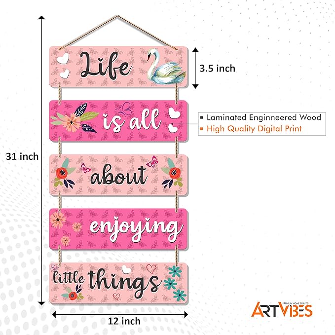 Artvibes Welcome Home Quote Decorative Wall Wooden | Hanging Decor Items for Livingroom