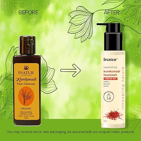 inatur Kumkumadi Face wash Ayurvedic Glow and Brightening - 100 ml