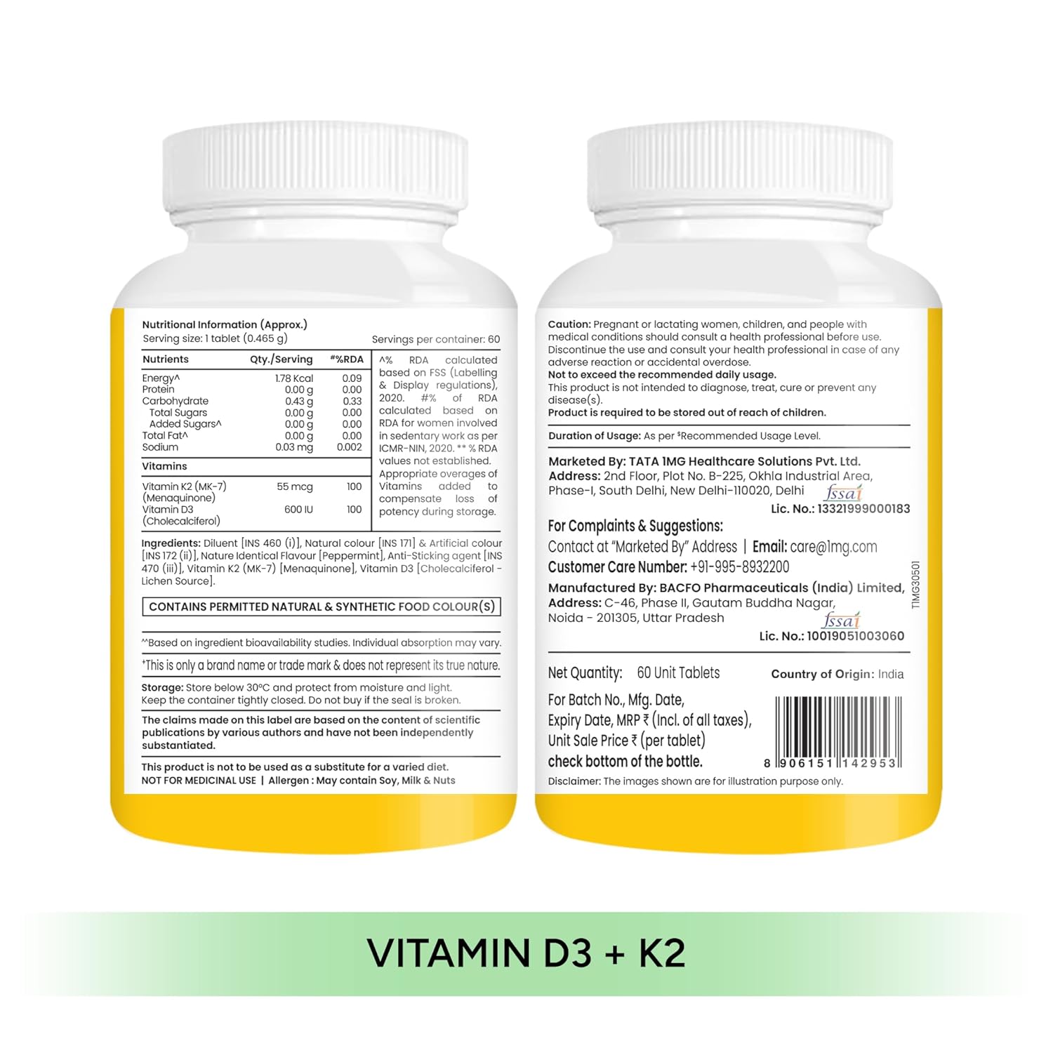 Tata 1mg Salmon 4x 60 + Tata 1mg Vitamin D3 K2 60
