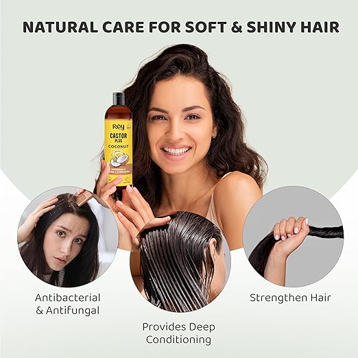 Rey Naturals Premixed cold-pressed Castor Plus Coconut Hair oil - 200 ml