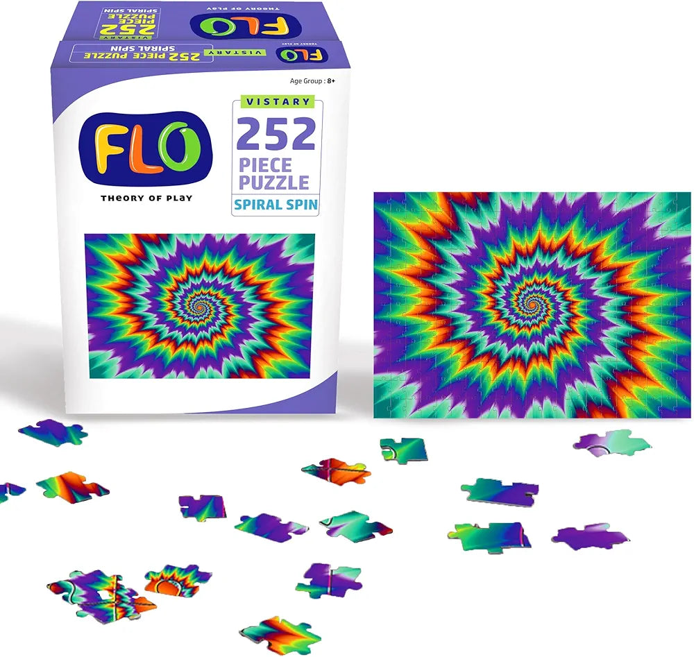 FLO Toys Spiral Spin Jigsaw Puzzle for Adults & Kids 14+ 252 Piece Fun & Challenging Puzzle Game