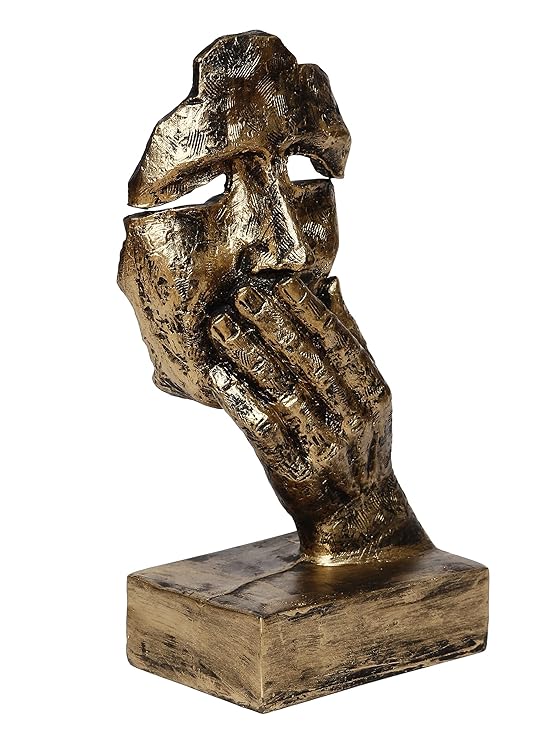 Ecraftindia Antique Look Human Face With Hands on Mouth Handcrafted Decorative Showpiece