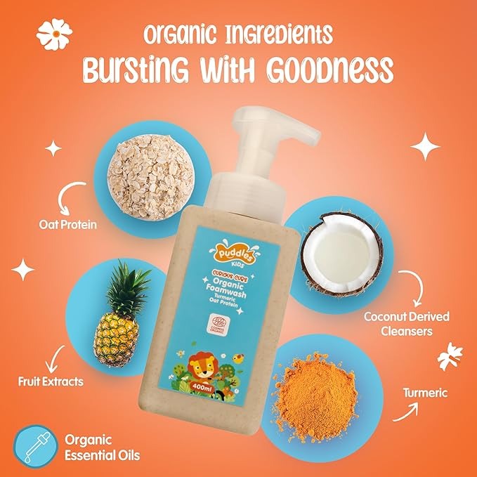 Puddles Organic Nourishing Foaming Face & Body Wash Kids - 400 ml