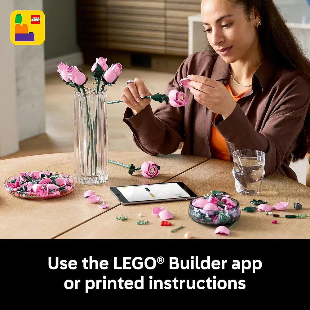 Lego Botanicals Bouquet of Pink Roses Decorative Flowers 10374 Building Blocks Set for Adults -Age 18+