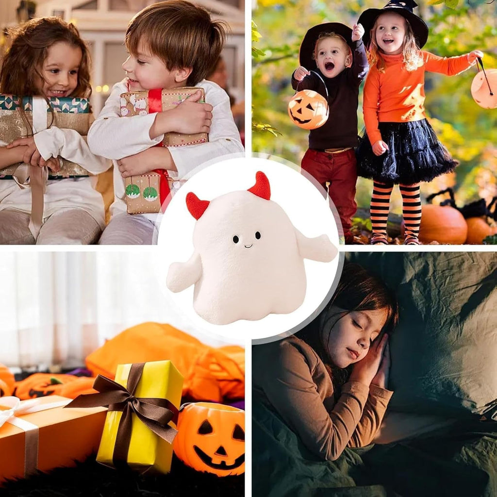 Tickles Halloween Ghost with Horns Soft Stuffed Plush Toy for Kids 30 cm Color White