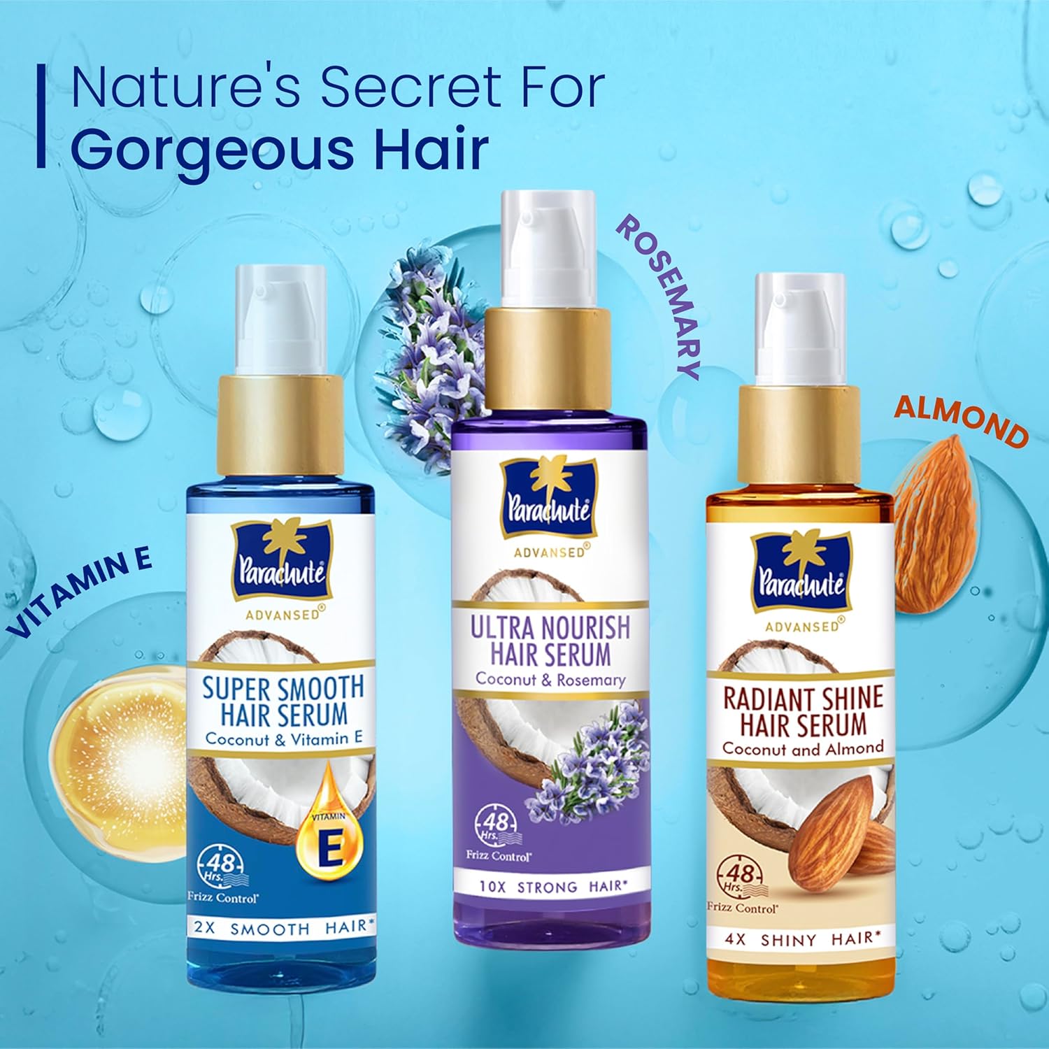 Parachute Advansed Super Smooth Hair Serum | Coconut & Vitamin E | 48 Hrs Frizz control | 2 X Smooth Hair | 100ml