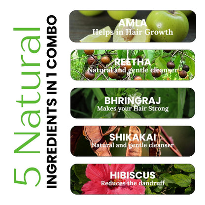 Havintha Amla, Reetha, Shikakai, Bhriangraj and Hibiscus powder for Hair care Each - 50 gms Combo Pack of 5