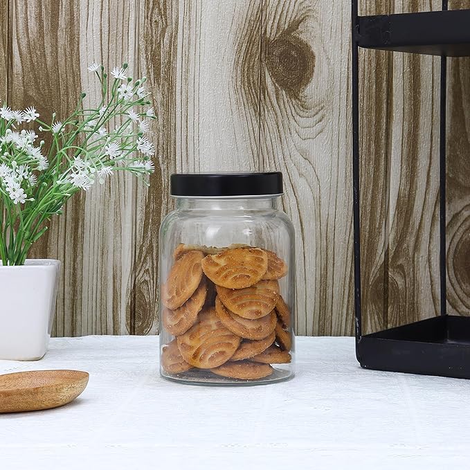 Femora Kitchen Storage Jars Clear Glass Jar With Steel Lid Air Tight Jar | Set of 3