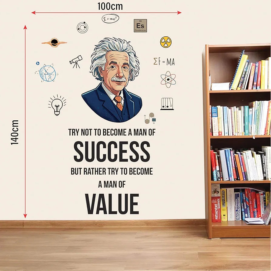 StickMe Albert Einstein Never Stop Learning Because Life Never Stop Teaching Inspirational Quotes Wall Sticker Large - 140 x 100 cm