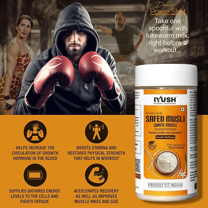 Iyush Herbal Ayurveda Safed Musli Powder - 100 gms (Pack of 2)