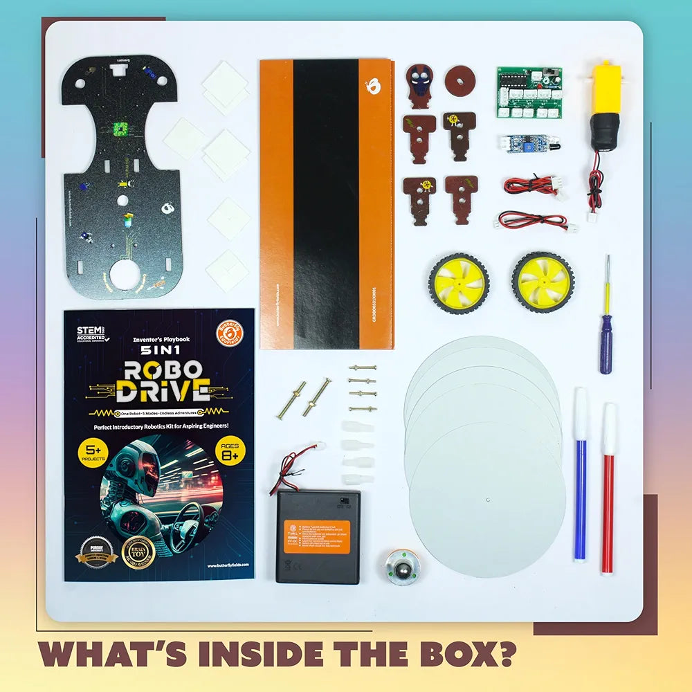Butterfly EduFields 5in1 Stem Robotics kit Robotics Kits for Kids Ages 8 9 10 11 12 Years Old Boys Girls Electronics Sensor Toy Modules