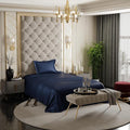 Stoa Paris Satin Bedsheets for Single Bed 300TC Premium Bedsheet with 1 Pillow Cover Colour Mystique Blue