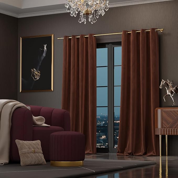 Stoa Paris Curtain for Home, Single pc Patterned Curtain for Door Colour Caramel Caress