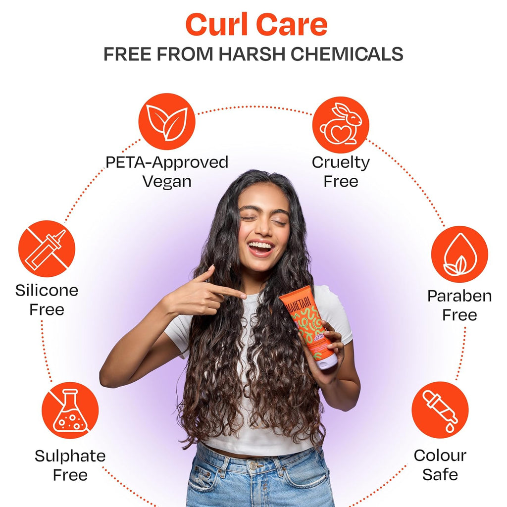 MANETAIN Curl Cream 50ml for Curly & Wavy Hair | Frizz Control, Soft Hold & Moisturizing Styling Cream | Enhances Natural Curls, Reduces Frizz | Sulfate-Free, Paraben-Free, Vegan Hair Care