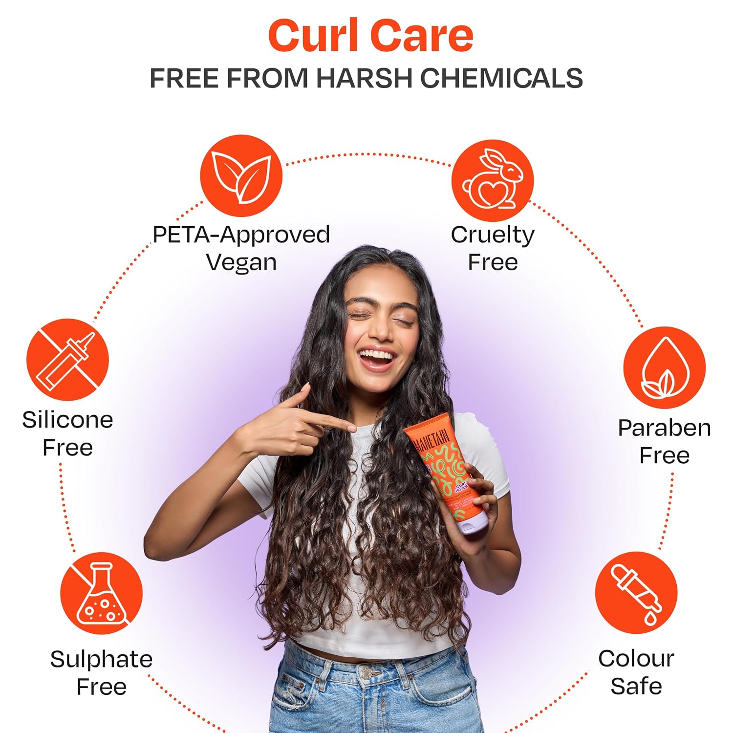 MANETAIN Curl Cream 50ml for Curly & Wavy Hair | Frizz Control, Soft Hold & Moisturizing Styling Cream | Enhances Natural Curls, Reduces Frizz | Sulfate-Free, Paraben-Free, Vegan Hair Care