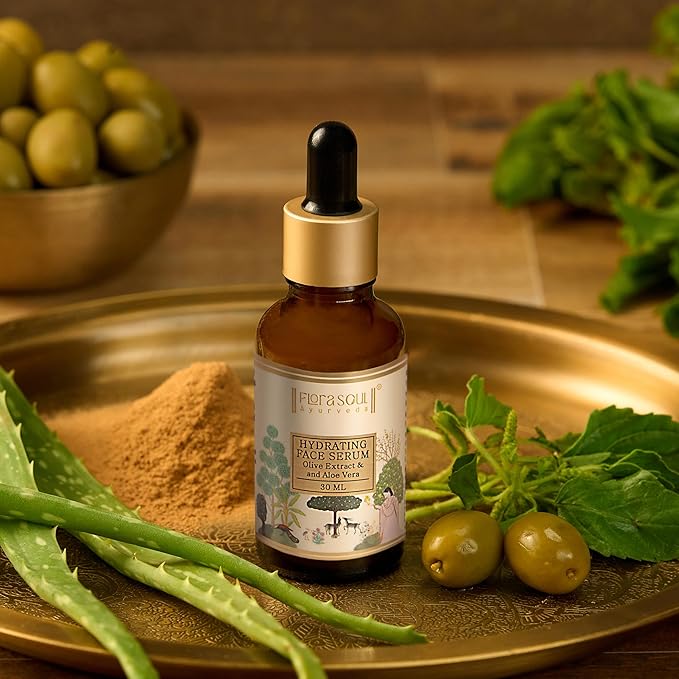 FloraSoul Ayurveda Hydrating Face Serum With Olive Oil Extract & Aloe Vera - 10 ML