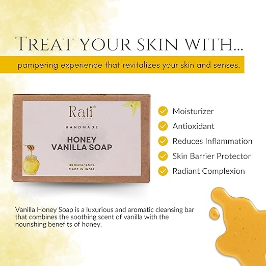 Rati Ayurveda Handmade Honey and Vanilla Soap - 125 gms