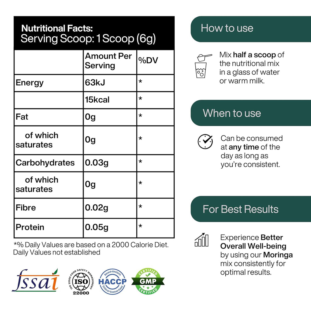 Puretive Pure Moringa Powder | Essential Nutrition Superfood, Helps Naturally Boost Energy Levels, Improves Stamina & Vitality, Rich In Vitamins & Minerals | Best Moringa Powder | 100gms