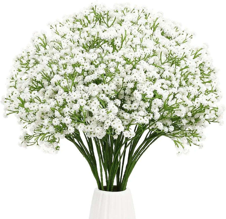 Long Stem Artificial Baby Breath Flowers Real Touch Silk Gypsophila Bouquets White