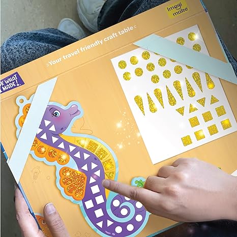 Imagimake Mirror Mosaic Ocean Mess Free Diy Mosaic Craft Kit 950+ Foil Sticker Travel Toys