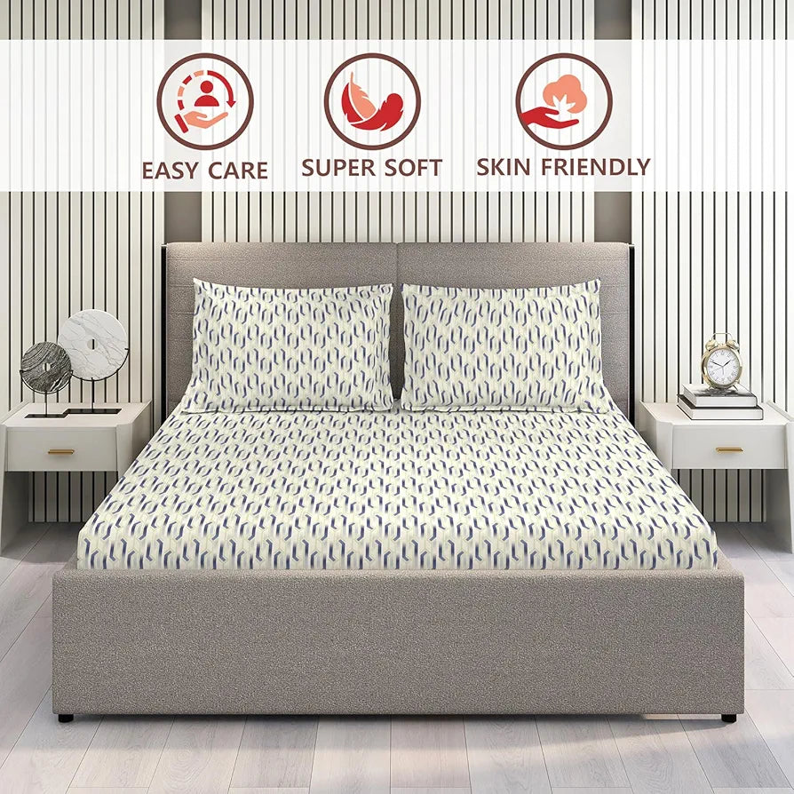 Layers Tivoli Cotton Bedsheet Set for All Seasons Lightweight 104 TC Queen Size Dark Beige Color