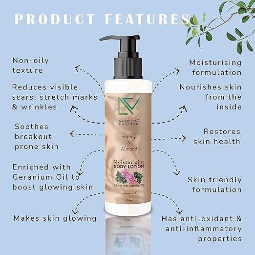 Naturaleza Castile Honey & Almond Moisturising Body Lotion - 100 ml