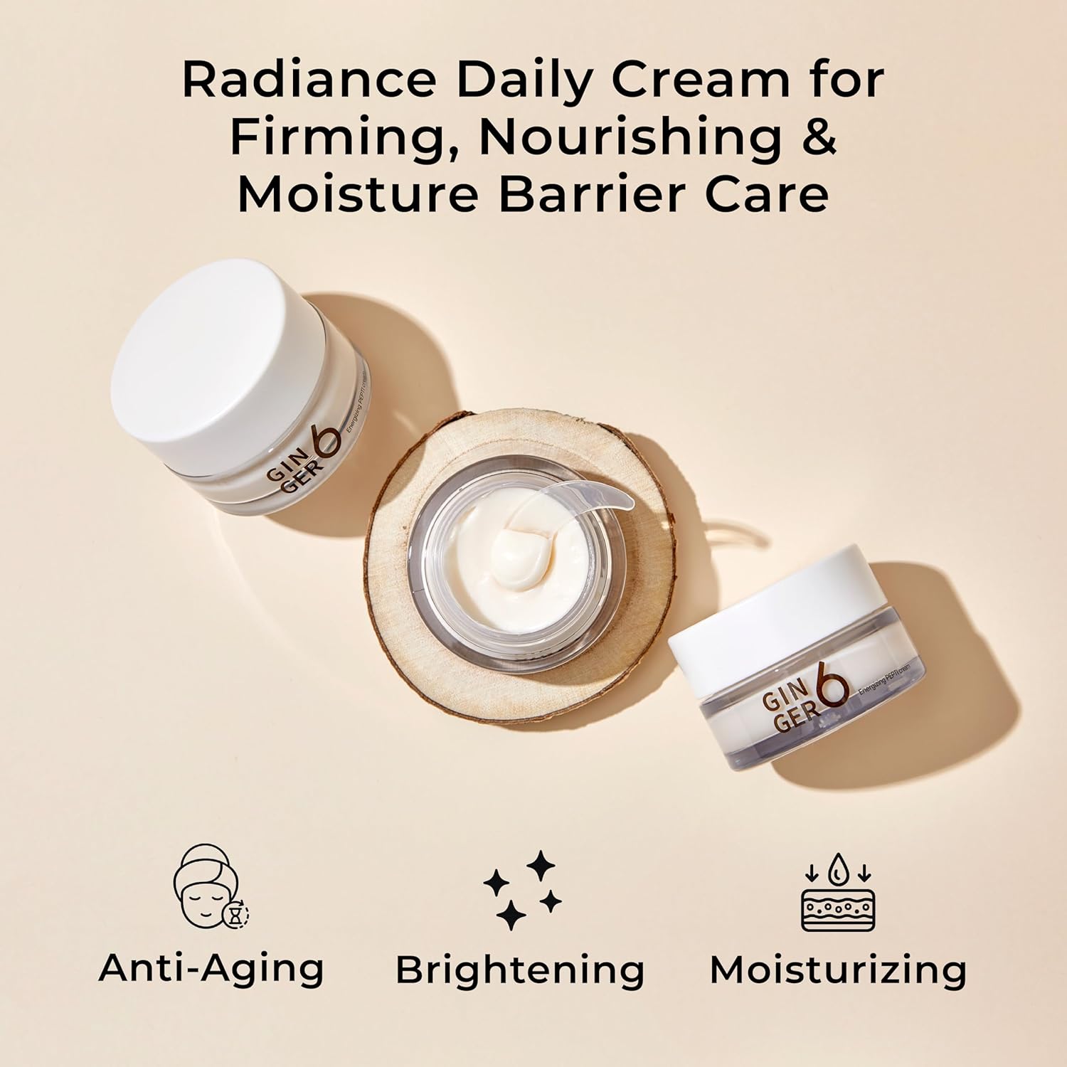 GINGER6 Energizing Pepti Cream 50g | Night Cream | 52% Ginger Extract | Peptide Complex Anti-Aging | Niacinamide Brightening | Adenosine Wrinkle Care | Firming Korean Moisturizer
